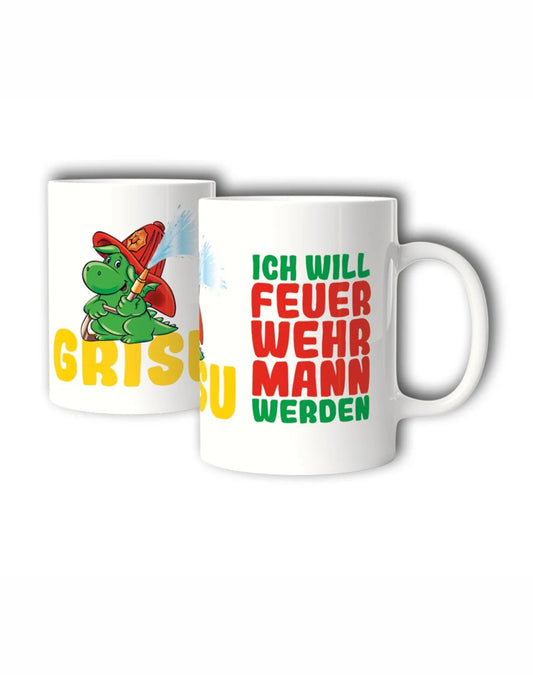 Grisu Tasse "Ich will Feuerwehrmann werden"